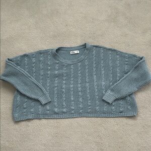 Hollister Blue Cable Knit Cropped Sweater - Size M